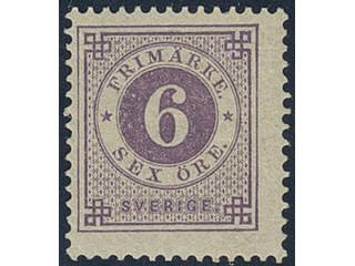 Sweden, Sverige, Sverige, Sverige. Facit 31j ★, 6 öre bluish lilac on calendered paper. …