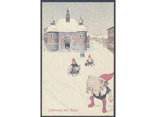 Sweden. Postcard"Gnome card", "Julhälsning från Malmö". Reprint from the 1980s?