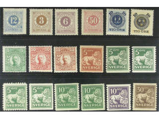 Sweden. Lot ★ 1870s–1920s on stock card. All different, incl. F 21 (') (small thin spot) …
