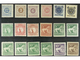Sweden. Lot ★ 1870s–1920s on stock card. All different, incl. F 21 (') (small thin spot) …