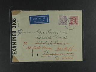 Sweden. Facit 343, 273 cover , 10+60 öre on censored air mail cover sent from SLÄP …