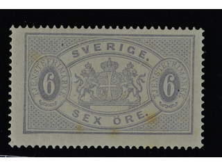 Sweden. Official Facit Tj4b ★, 6 öre light grey, perf 14. Small gum stains. SEK 4200