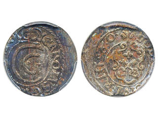 Coins, Swedish possessions, Riga. Karl X Gustav, SB 84, 1 solidus 1660. Graded by PCGS …