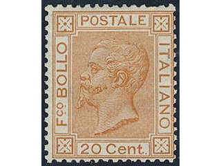Italy. Michel 28 ★, 1877 Victor Emanuel II 20 c orange. One minor short perf in top. …