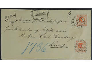 Sweden. Facit 46 cover , 2x20 öre on insured cover sent from STOCKHOLM ÖM 21.4.1889 to …