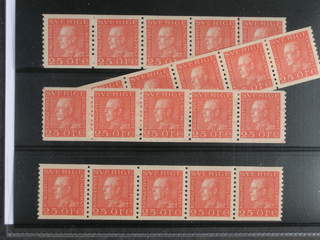 Sweden. Facit 182 ★★ , 25 öre dull red in four very fine strips of five. (4).