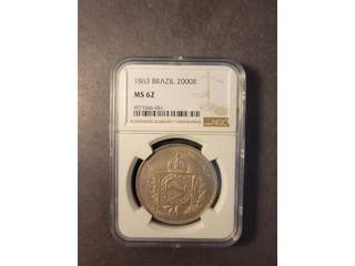 Brazil Pedro II (1831-1889) 2000 reis 1863, XF-UNC, NGC MS62