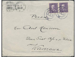 Sweden. Facit 175C cover , 2x15 öre on cover sent from LUND 3.5.25 to Poland. Arrival …