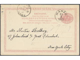 Sweden. Postal stationery, Single postcard, Facit bKe13, Postcard 10 öre sent from HÅSJÖ …