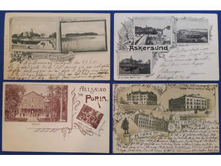 Sweden. Picture postcards, lot GRUSS AUS. T-COUNTY. Askersund, Porla and Örebro. Four …