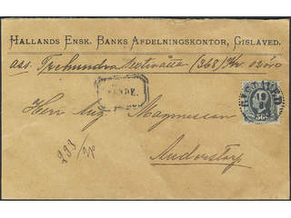 Sweden. Facit 59c on cover, 1896 Oscar II 50 öre blue-grey as single franking on inland …