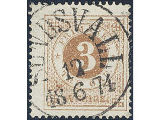 Sweden. Facit 17 used, EXCELLENT cancellation SUNDSVALL 12.6.1874. One weakly folded …