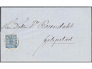Sweden. Facit 9c3 cover , 12 öre on very beautiful cover sent from CARLSTAD 30.7.1866 to …