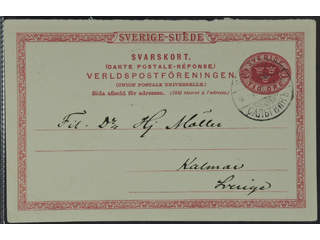 Sweden. Postal stationery, double postcard Facit bKd13 , Response card 10 öre dated …