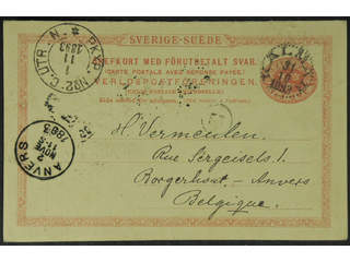 Sweden. Postal stationery, double postcard Facit bKd13 , Reply card 10+10 öre with …