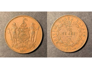 Brittiska Nordborneo 1 cent 1885 H, AU