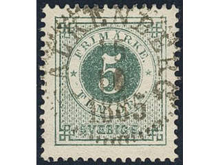 Sweden, Sverige, Sverige, Sverige. Facit 30i used, 5 öre bluish dark-green on calendered …