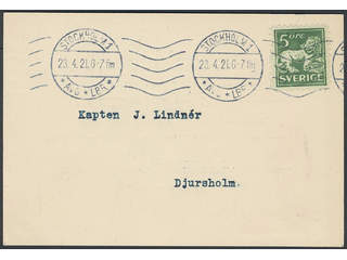 Sweden. Facit 140C cover , 5 öre type I on beautiful postcard sent from STOCKHOLM 1 …