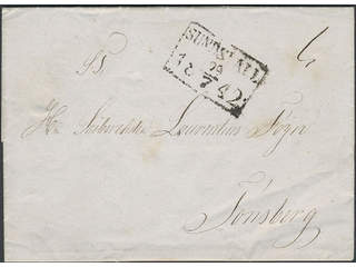 Sweden. Foreign-related cover. Norway. Cover sent from SUNDSVALL 29.7.1842 (type 1, P: …