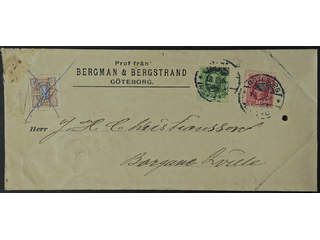 Sweden. Facit 52, 54, 61 cover , 1+5+10 öre on 4-fold sample of no value, sent from …