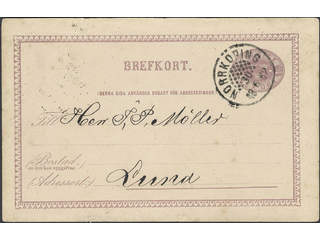 Sweden. Facit bKe6, E county. NORRKÖPING 30.6.1882. Beehive pmk on postcard 6 öre sent …