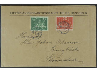 Sweden. Facit 199, 197 cover , 10+20 öre on 3-fold local cover cancelled STRÖMSTAD LBR …