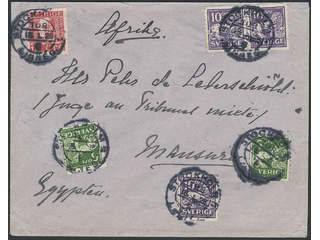 Sweden. Facit 143A, 146A, 176A cover , 2×5+3×10+15 öre, nice combination, on cover sent …