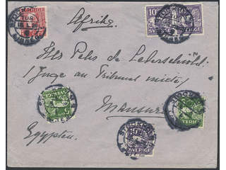 Sweden. Facit 143A, 146A, 176A cover, 2×5+3×10+15 öre as nice combination on cover sent …