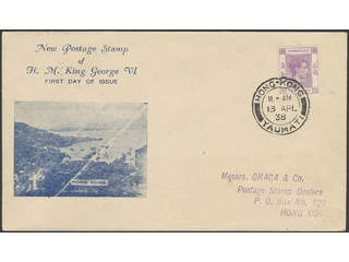 Hong Kong. Michel 144 I cover, 1938.04.13 10 c violet FDC.
