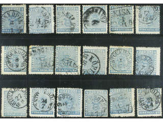 Sweden. Facit 2 used , 4 skill blue, eighteen used copies. Shades, varieties, …