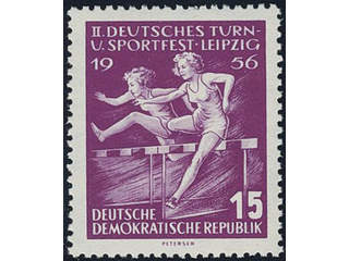 Germany, GDR (DDR). Michel 532 YI ★★, 1956 Lepzig Sport Fest 15 pf dark lilac-purple. …