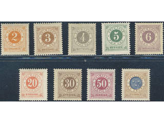 Sweden. Facit 40–44, 46–49 ★, SET (9). SEK 6130 for cheapest shade