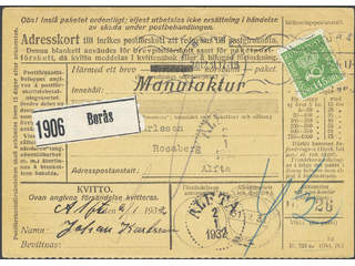Sweden. Facit 174 on cover, 145 öre single usage on address card for cash on delivery …