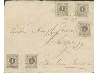 Sweden. Facit 29 cover, 5×4 öre on cover sent from ÅKARP 4.2.1886 to Ramlösa Brunn. One …