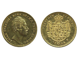 Coins, Sweden. Oskar I, MIS 6, 1 dukat 1848/4. SG 13. 1+)(1+/01.