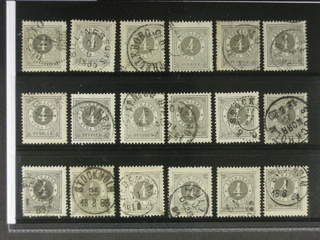 Sweden. Facit 29 used , 4 öre grey, eighteen used copies. Shades, varieties, …