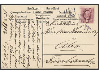 Sweden. Facit 53 cover , 8 öre on insufficiently prepaid postcard with divided address …