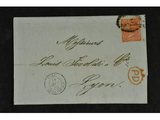 Britain. Michel 19 on cover, 1862 Queen Victoria new types 4 d pale red, wmk, on cover …