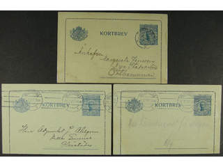 Sweden. Postal stationery, letter card Facit kB18 , Letter card 20 öre with edges, three …