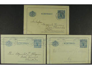 Sweden. Postal stationery, letter card Facit kB18 , Letter card 20 öre with edges, three …