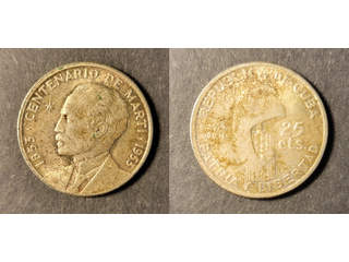 Cuba 25 centavos 1953, AU/UNC
