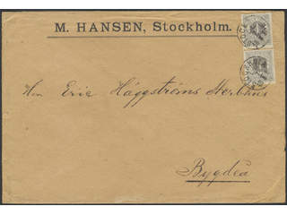 Sweden. Facit 29 on cover, 2×4 öre (pair) on beautiful double rate printed matter sent …
