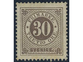 Sweden. Facit 47d ★, 30 öre grey-brown. Certificate HOW 3, 4, 3 (2011). SEK 2000