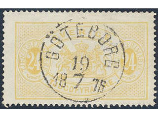 Sweden. Official Facit Tj7 used , 24 öre yellow, perf 14. EXCELLENT cancellation …