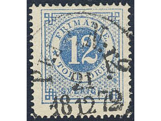 Sweden. Facit 21b used , 12 öre dull ultramarine-blue on yellowish paper. EXCELLENT …