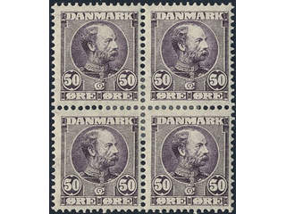 Denmark. Facit 67 ★, 1905 Christian IX 50 øre lilac. Block of four. SEK 2400