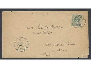 Sweden. Facit 30i cover, 5 öre on printed matter sent from HEBY 3.1.1886 to France. …