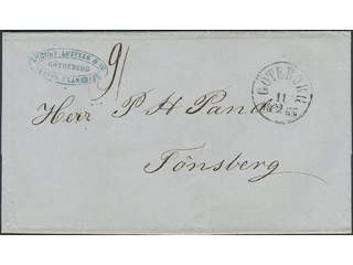 Sweden. Foreign-related cover. Norway. Unpaid cover sent from GÖTEBORG 11.2.1865 to …