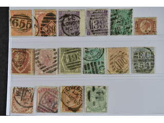 Britain. Used 1865–1880. All different, e.g. Mi 24, 28-30, 33, 37, 40, 44, 46-47, 51, …