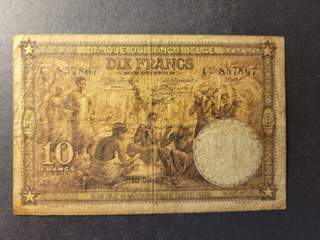 Belgian Congo 10 francs 10.9.1937, F